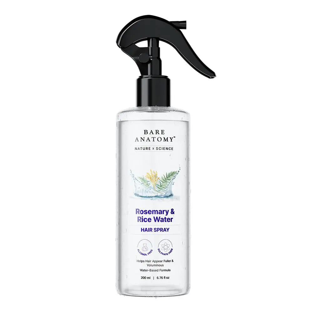 Bare Anatomy Nature x Science Rosemary Water with Rice Water |100% Natural Extract | Soft & Smooth Hair Non-Greasy & Fast Absorbing | 200 ml