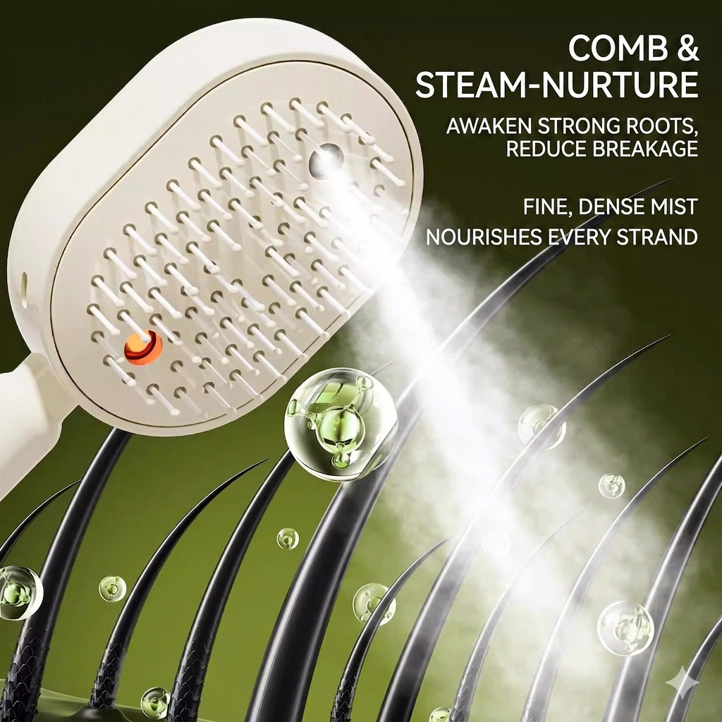 Electric Spray Massage Hairbrush: Essential Oil Infusion, Self-Cleaning, Anti-Static, and Smoothing