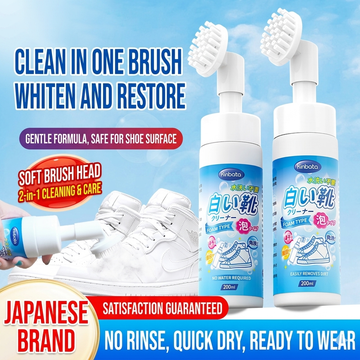 KINBATA White Shoe Cleaner Foam – No-Rinse Sneaker Cleaning Brush, Multi-Purpose Shoe Stain Remover for White Shoes