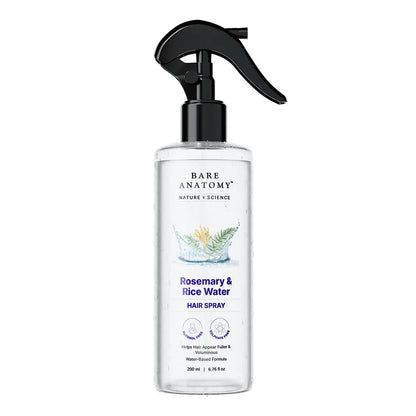 Bare Anatomy Nature x Science Rosemary Water with Rice Water |100% Natural Extract | Soft & Smooth Hair Non-Greasy & Fast Absorbing | 200 ml