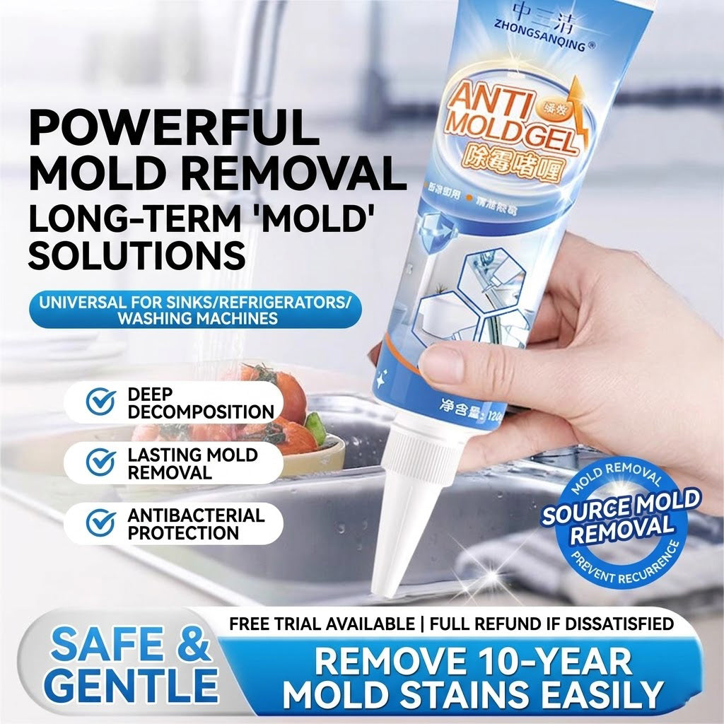 Mold Remover Gel for Home – Bathroom & Kitchen Mildew Cleaner for Washing Machine Seals, Tiles, and Refrigerator